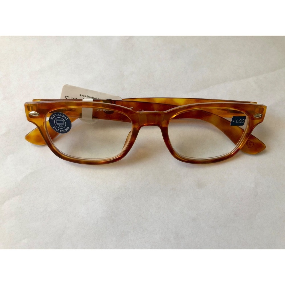 NEW Unisex Honey Tortoise Peepers Blue Light Filtering Readers +1.00